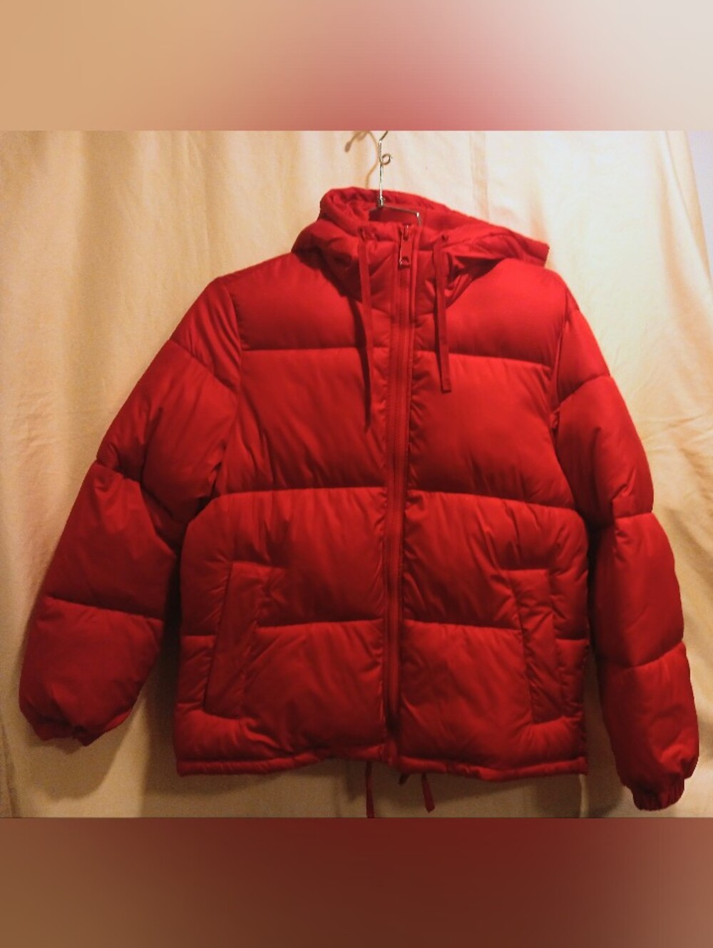 H&M Unisex Red Hooded Puffer Jacket XS